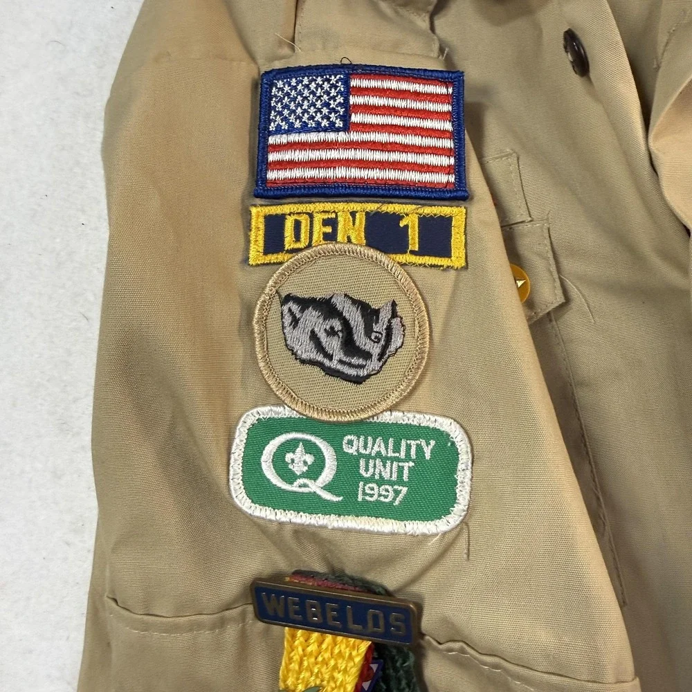 Vintage BSA Cub Scout Webelos Uniform Shirt Pack 153 Heart O Texas Youth LG USA